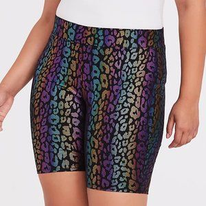 Torrid Rainbow Leopard Foil Bike Short Size 4